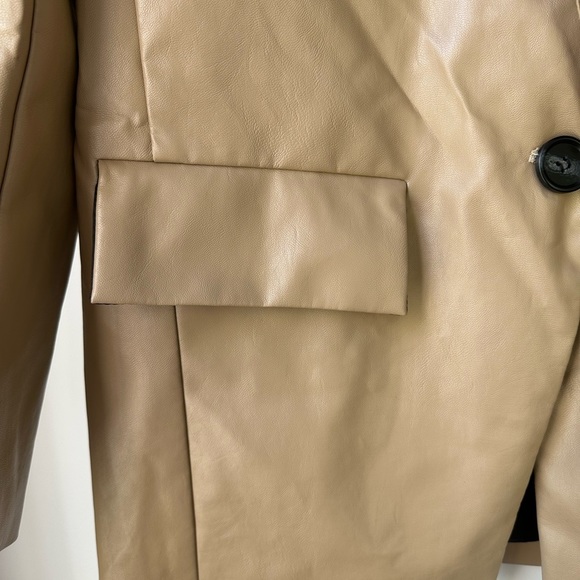 Princess Polly Faux Leather Blazer in Tan, size XS/S - Picture 5 of 7